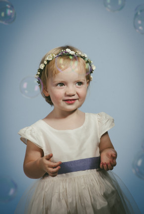 floral wreath of paper roses and gypsophilia