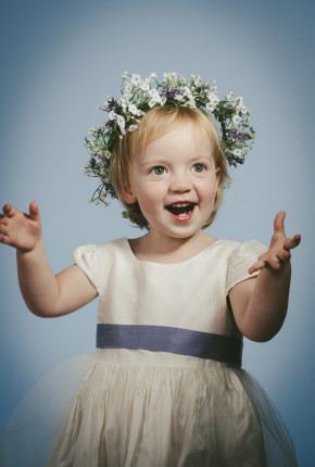floral head wreath made from gypsophilia and lavender